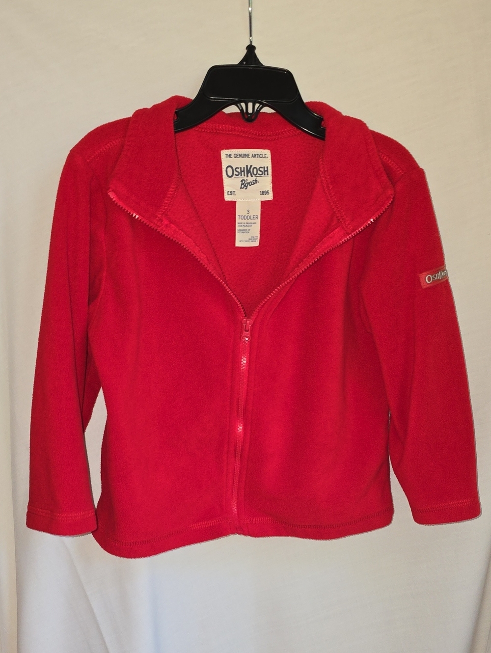 OshKosh B'gosh Bright Red Toddler Zip-Up Fleece Jacket